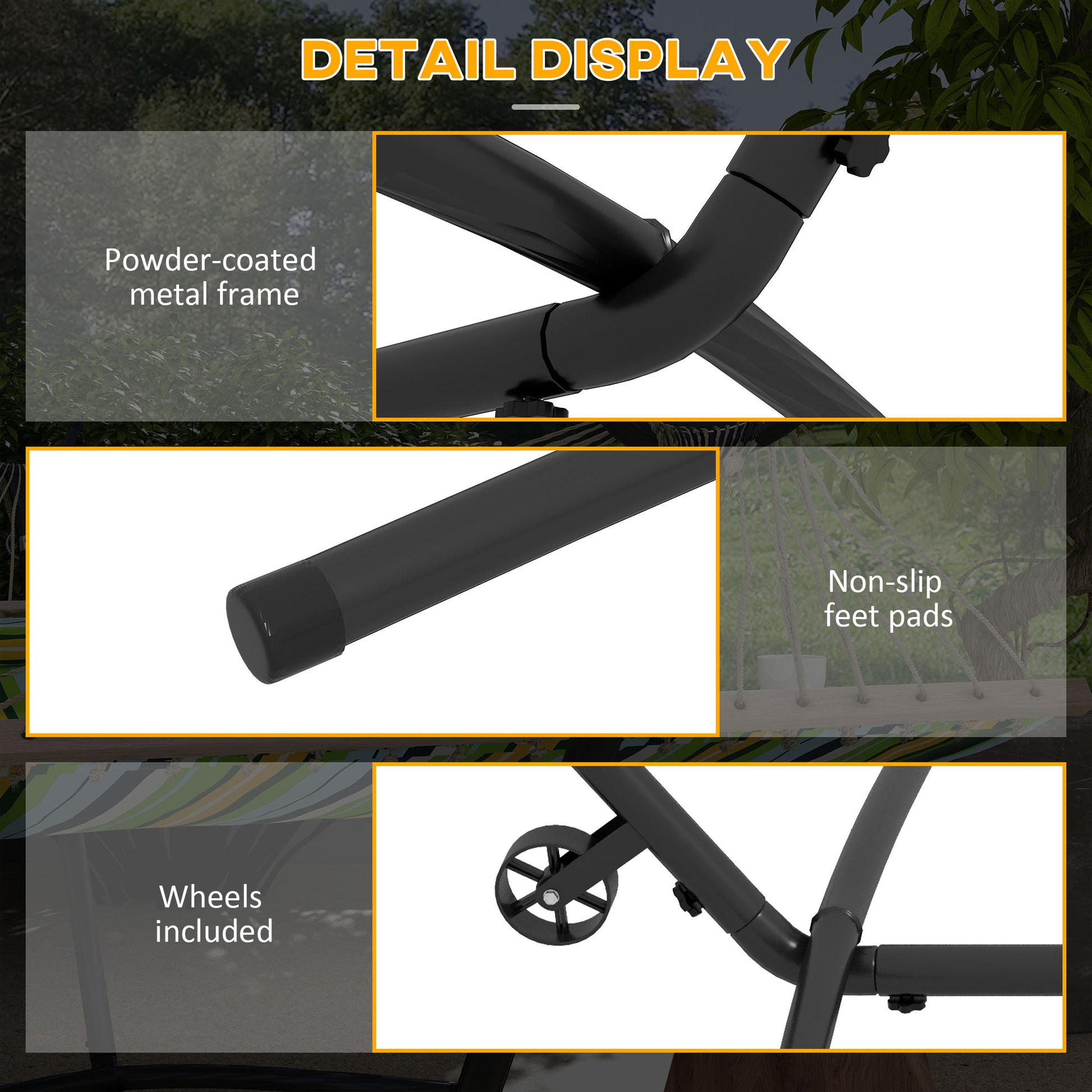 9.5ft Hammock Stand Only, Portable Hammock with Wheels, Adjustable Hammock Net Stand, for String-style, Brazilian-style,