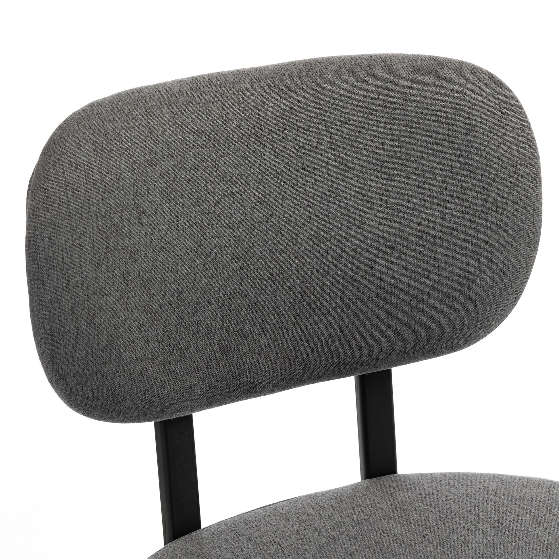 Upholstered Linen Fabric Kitchen Chairs, Modern Dining Chairs Set of 2 with Metal Legs, Grey