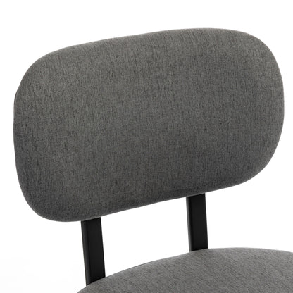 Upholstered Linen Fabric Kitchen Chairs, Modern Dining Chairs Set of 2 with Metal Legs, Grey