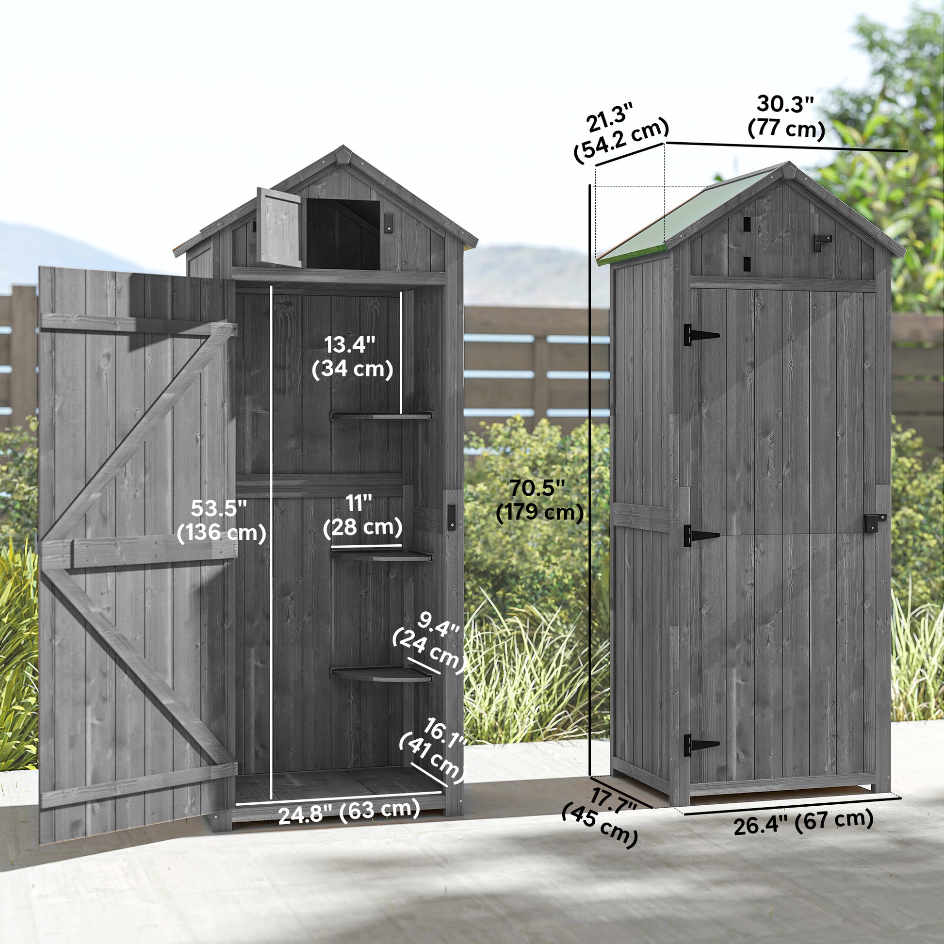 30" x 21" x 71" Garden Storage Shed, Sheds & Outdoor Storage Outdoor Workshop Yard Tool Utility Storage House Water-resi
