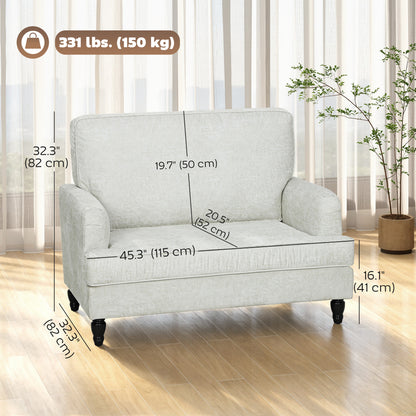 Modern Accent Chair, Leathaire Armchair with Turned Legs and Wide Seat, Single Sofa for Bedroom, Living Room, Cream Whit