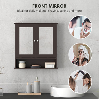 Medicine Cabinet, Wall-Mounted Bathroom Mirror Cabinet with Double Doors, Open Shelf, and Adjustable Shelf, Modern Bathr