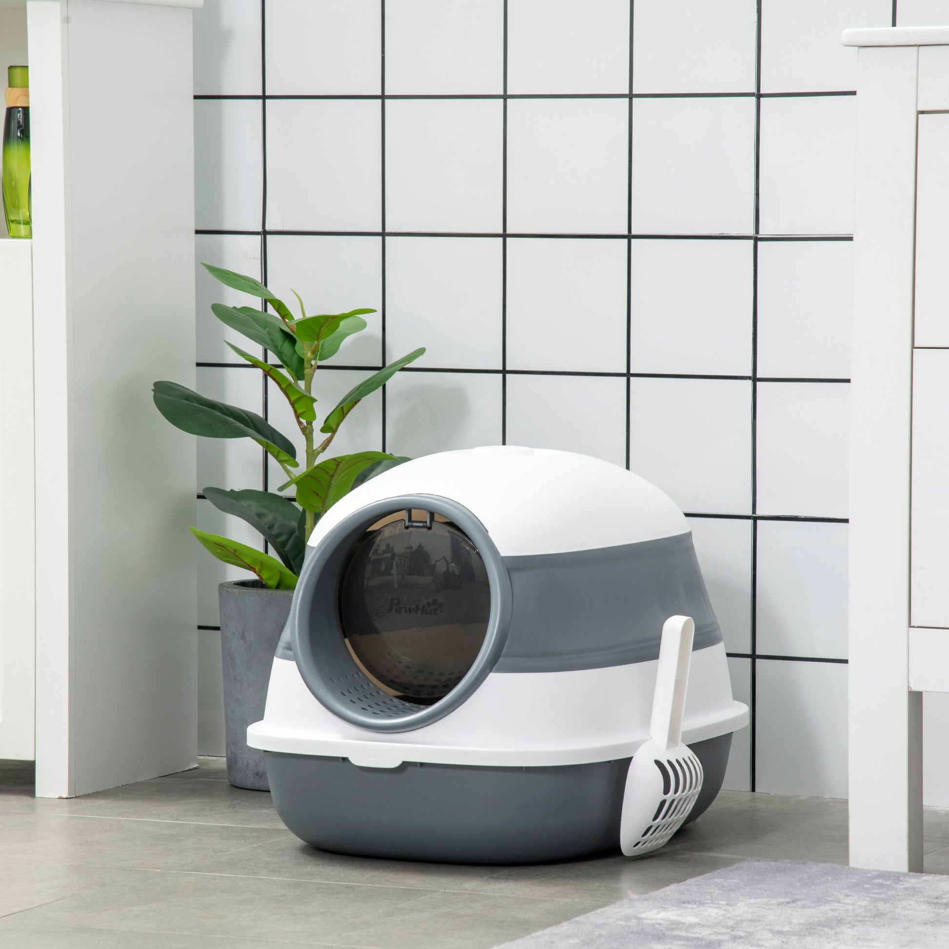 Foldable Large Cat Litter Box with Lid, Covered Kitten Litter Box w/ Automatic Cat Litter-Proof Sides, Deodorization, Ea