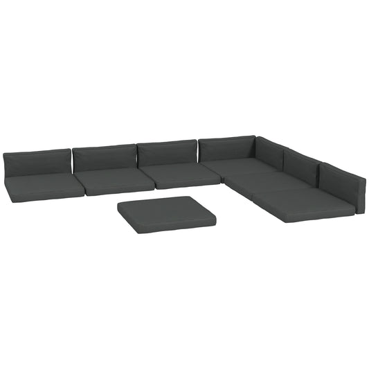 Replacement Cushions for Rattan Furniture, 14 Piece Outdoor Seat Cushion Pad for Patio Set, 7 Seat and 7 Back, Grey