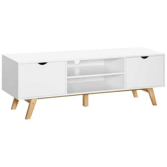 Modern Wooden TV Stand with 2 Storage Cabinet Stand for TV's up to 65" for Living Room Office, Storage Entertainment Cen
