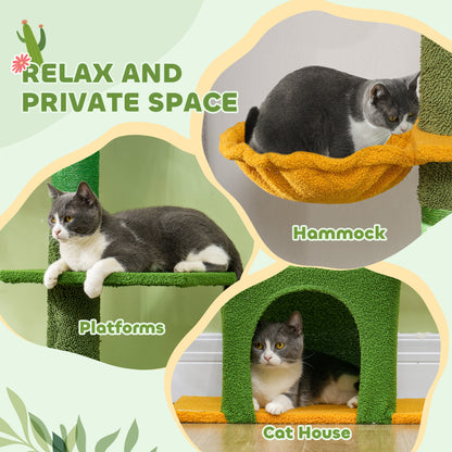 Floor to Ceiling Cat TreeTower with 90.5"-108" Adjustable Height, Scratching Posts, Hammock, Comdo, Toy Ball, Green