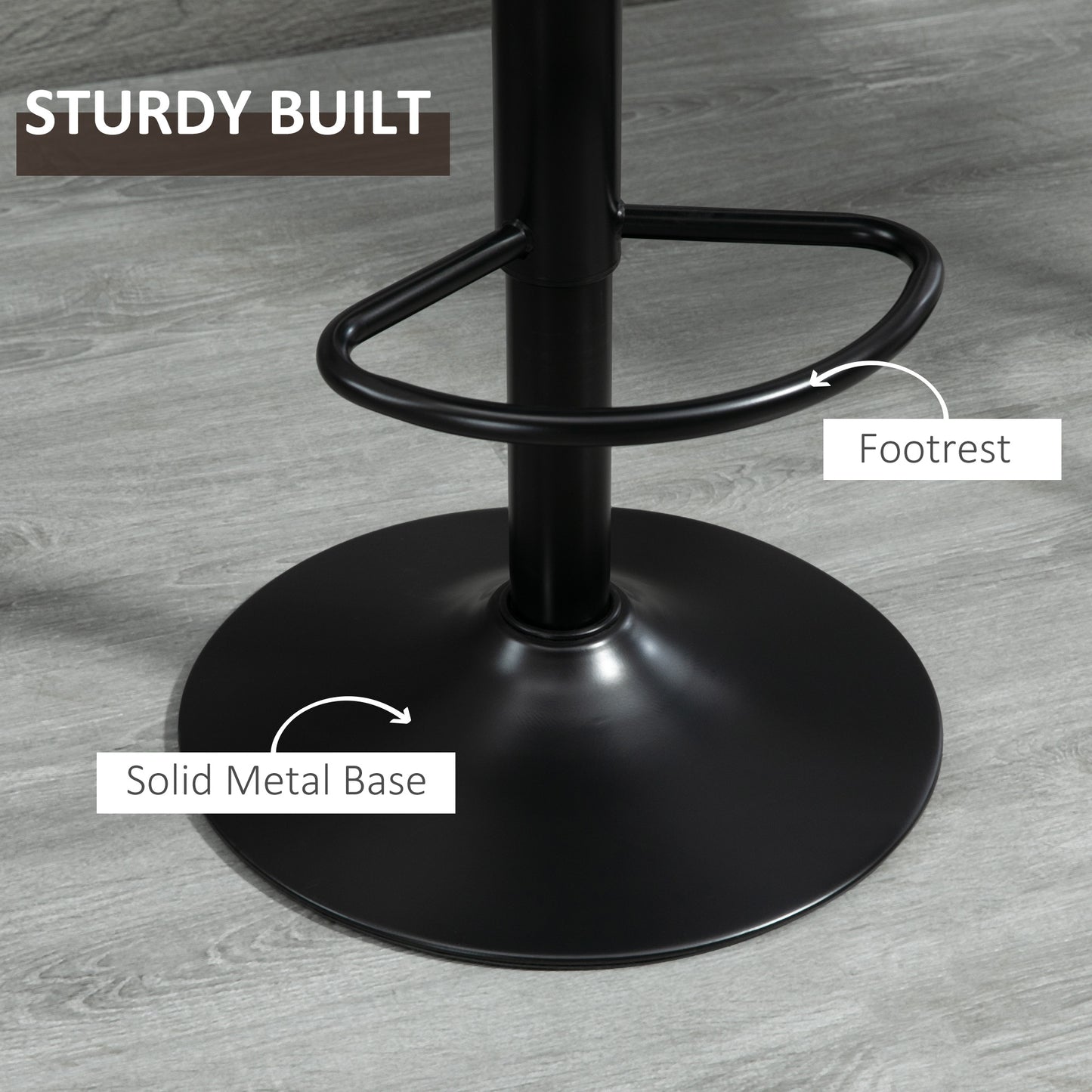 Adjustable Bar Stools Set of 2, Leathaire Swivel Barstools with Back and Footrest, Upholstered Bar Chairs for Kitchen, D
