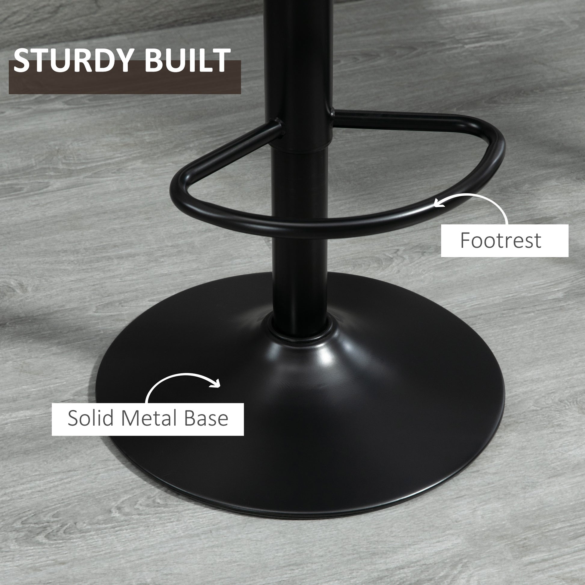 Adjustable Bar Stools Set of 2, Leathaire Swivel Barstools with Back and Footrest, Upholstered Bar Chairs for Kitchen, D