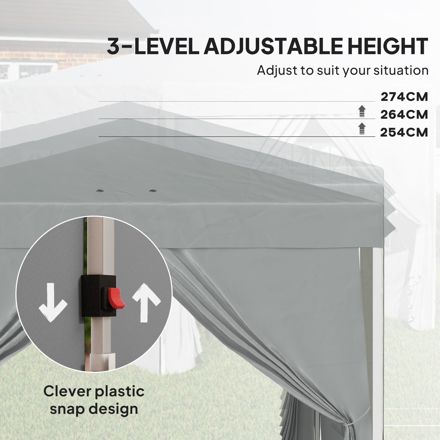 10' x 10' Pop-Up Canopy Tent with Sidewalls, Height-Adjustable, Carry Bag Included, for Outdoor, Garden, Patio, Light Gr