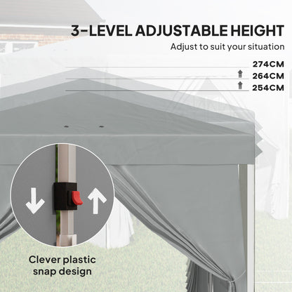 10' x 10' Pop-Up Canopy Tent with Sidewalls, Height-Adjustable, Carry Bag Included, for Outdoor, Garden, Patio, Light Gr