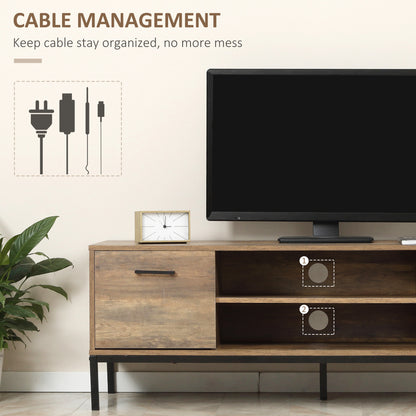 TV Stand for TV up to 50 Inches, TV Cabinet with Door, Open Storage and Drawers, TV Table with Steel Legs, Coffee