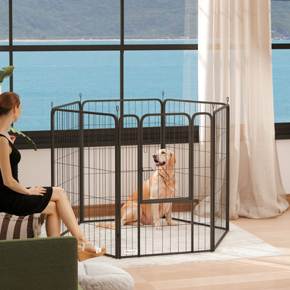 6 Panels Heavy Duty Dog Playpen Outdoor Indoor with Door & Strap, 39" Height Portable & Foldable Pet Playpen