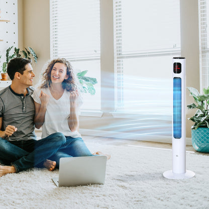 Freestanding Tower Fan Cooling for Home Bedroom with Oscillating, 3 Speed, 12h Timer, LED Sensor Panel, Remote Controlle