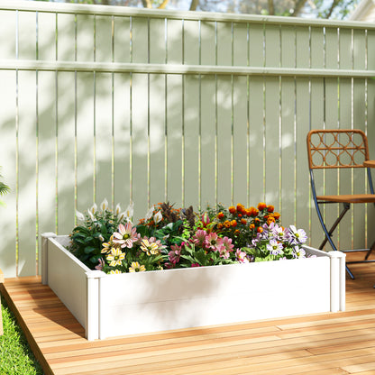 Vinyl Raised Garden Bed Kit, 3 x 3 x 1ft Modular Elevated Garden Box with Slotting Legs and Open Bottom, White