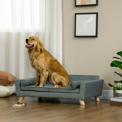 Dog Sofa Bed with Removable Pillows, Foam Pet Sofa Cat Sofa with Removable Washable Cushion, Water-resistant Fabric, for