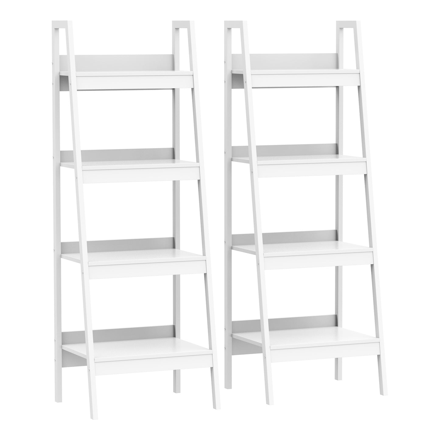 Set of 2, 4 Tier Ladder Shelf Bookcase, Multi-Use Display Rack, Storage Shelving Unit Display Stand, Flower Plant Stand,