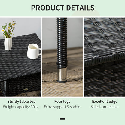 20" Patio Wicker Coffee Table, Outdoor Coffee Table with Plastic Board Underneath the Woven Tabletop for Patio, Garden, 