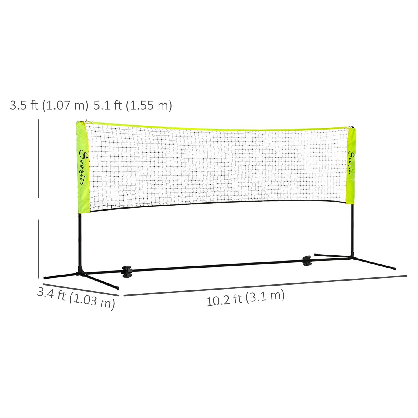 Soozier 10ft Badminton Net, Height Adjustable Outdoor Sports Net with Carry Bag, for Tennis, Pickleball and Volleyball, 