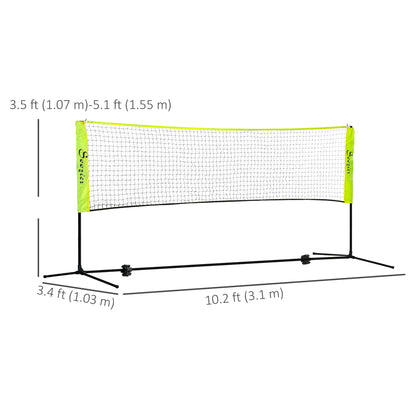 Soozier 10ft Badminton Net, Height Adjustable Outdoor Sports Net with Carry Bag, for Tennis, Pickleball and Volleyball, 