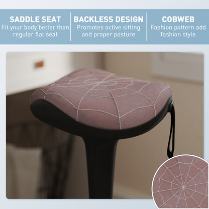 Backless Wobble Stool Chair, Standing Desk Chair, Adjustable Learning Stool for Office Desks, with Rocking Motion, Brown