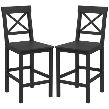 Counter Height Stools Set of 2, Farmhouse Bar Stools with Backs, Solid Wood Counter Stools for Kitchen Island