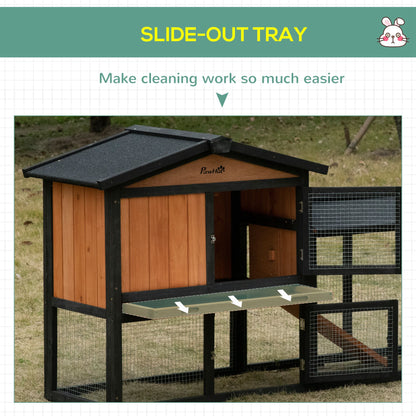 69" Wooden Rabbit Hutch Pet Playpen Bunny House Enclosure with Run Box, Slide-out Tray, Ramp, for Rabbits and Small Anim
