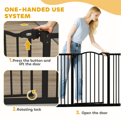 Extra Tall Dog Gate with Door, Pressure Fit, Auto Close, Double Locking for Doorways Hallways Stairs, 29"-39", Black