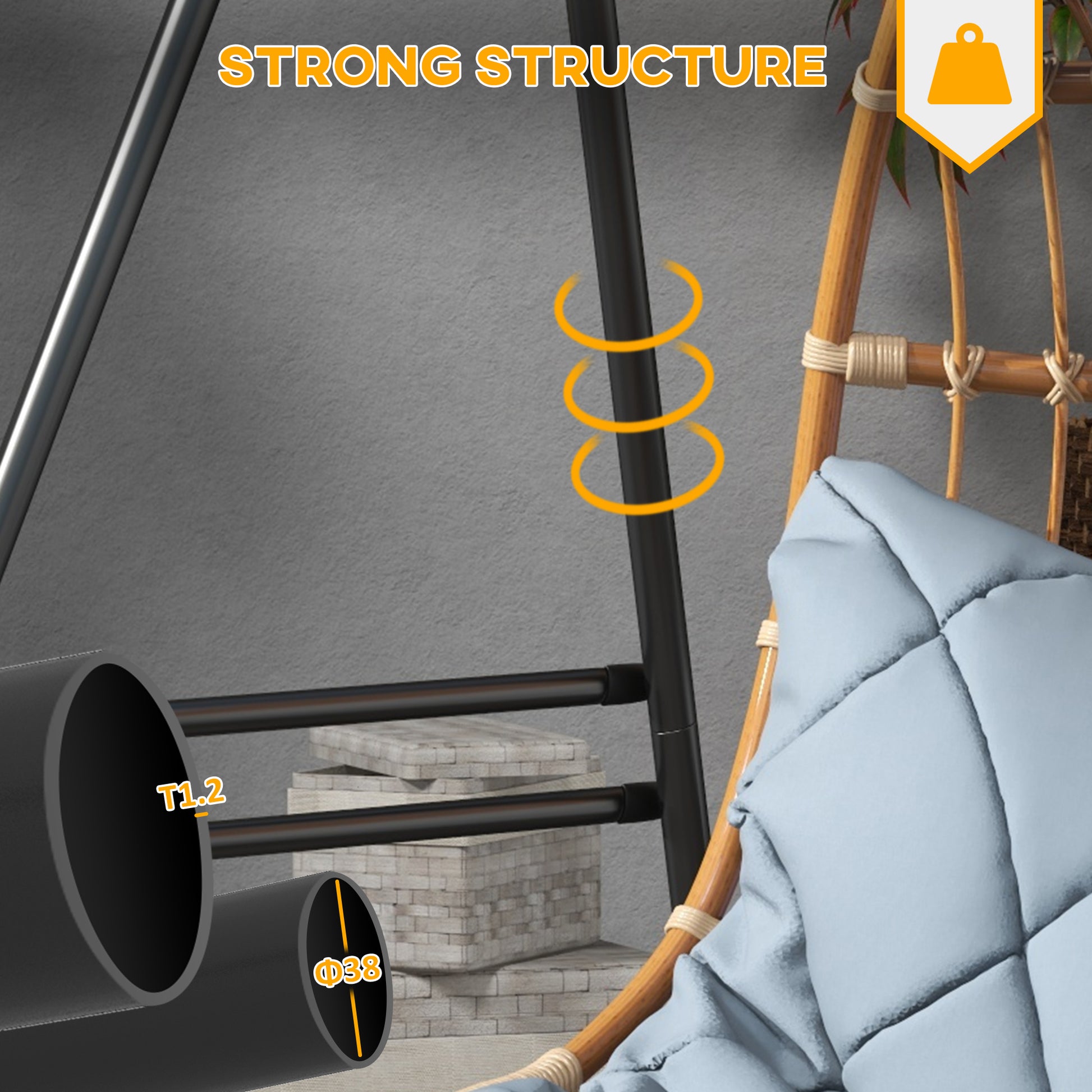 Hammock Chair Stand, Hanging Heavy Duty Metal Frame Hammock Stand for Hanging Hammock Air Porch Swing Chair, Egg Cahir, 