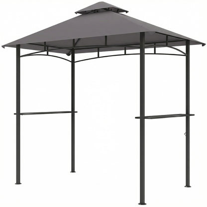 8' x 5' BBQ Grill Gazebo Tent with Double Tiered Canopy for Outdoor Sun Shade, Dark Grey
