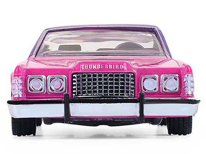 1975 Ford Thunderbird Lowrider Pink Metallic with Purple Top and Graphics with Purple Interior "California Lowriders" Series 7 1/64 Diecast Model Car by Greenlight