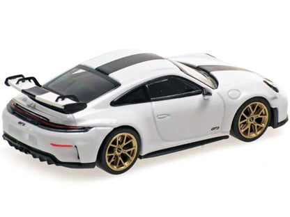 2025 Porsche 911 (992.2) GT3 Weissach Package White with Carbon Stripe Limited Edition to 240 pieces Worldwide 1/64 Diecast Model Car by Minichamps
