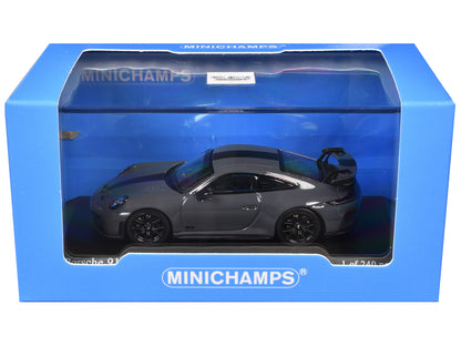 2025 Porsche 911 (992.2) GT3 Weissach Package Gray with Carbon Stripe Limited Edition to 240 pieces Worldwide 1/64 Diecast Model Car by Minichamps