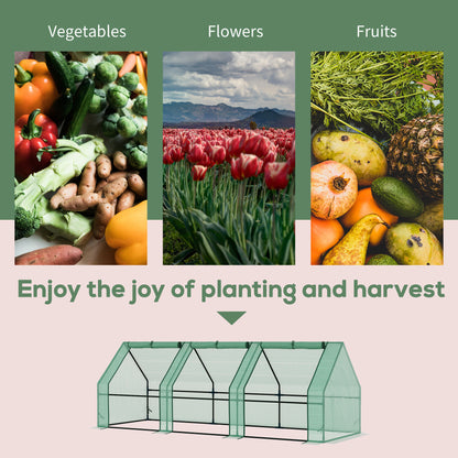 9' x 3' x 3' Portable Mini Greenhouse Tunnel Growing Tent Plants Flower Warm House w/ Zippered Roll-up Doors, PE Cover, 
