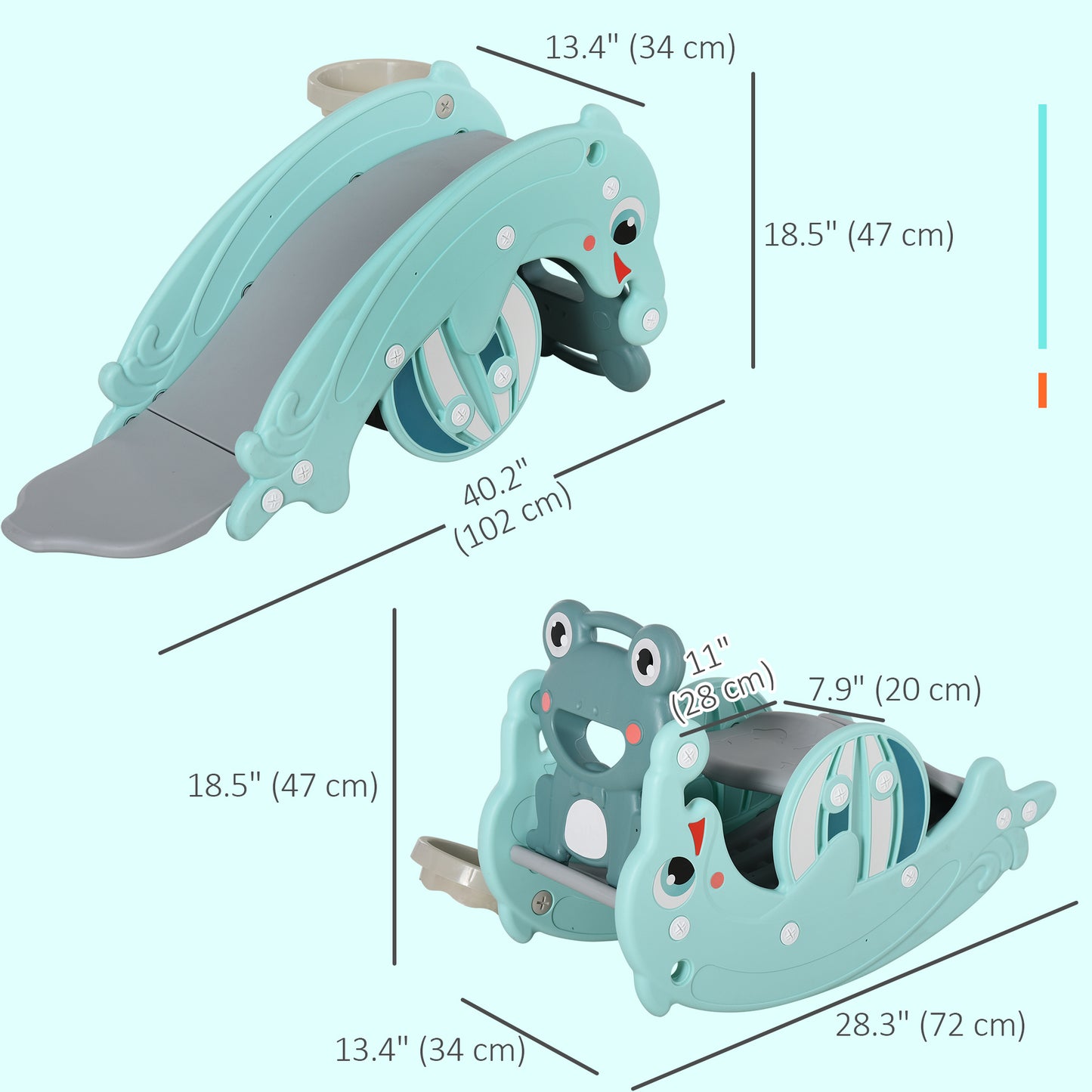 Qaba 3-in-1 Kids Slide And Rocking Horse Dual-Use Children Activity Equipment Portable Slide Indoor Outdoor Playground T