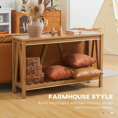 52" Console Table, Farmhouse Narrow Entryway Table with Storage Shelf, Rustic Sofa Table with Anti-tipper for Living Roo