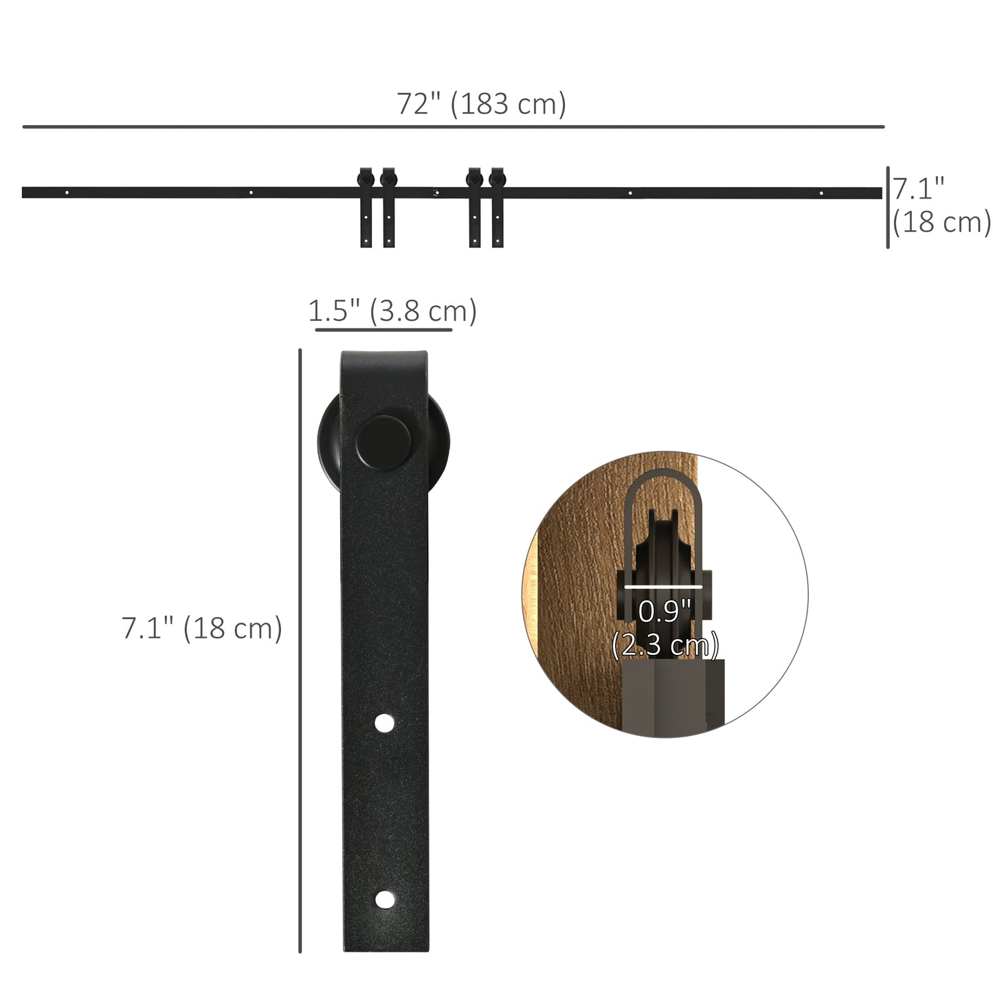 Mini Sliding Barn Door Hardware Kit for Double Doors, TV Stands, Cabinet Barn Door Hardware Kit, Fit 17.7" Wide Door Pan