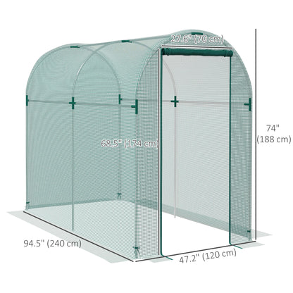Galvanized Steel Crop Cage, Plant Protection Tent with Zippered Door, 4' x 8', Green