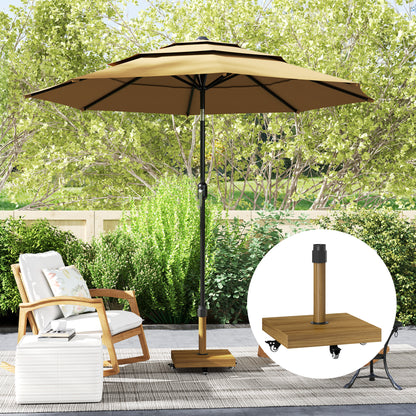 57 lbs Metal Square Patio Umbrella Base Holder, Outdoor Umbrella Stand with Wheels, Heavy Duty Patio Umbrella Stand Base