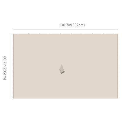 Gazebo Curtains, 10' x 12' Universal Replacement Privacy Curtain, 4-Panels Sidewall with Hooks/C-Rings, Beige