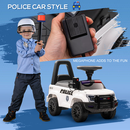 VarietyKart Kids Ride On Sliding Car with Hidden Under Seat Storage, Ride On Police Car for Toddler with Megaphone, Anti