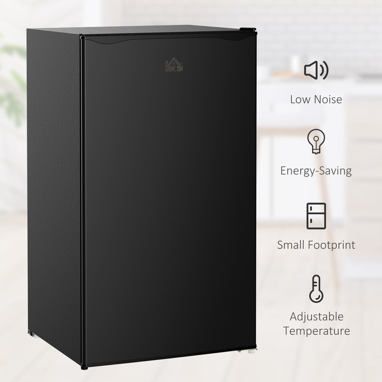 Compact Refrigerator, Mini Fridge with Freezer, Adjustable Shelf, Mechanical Thermostat and Reversible Door, Black