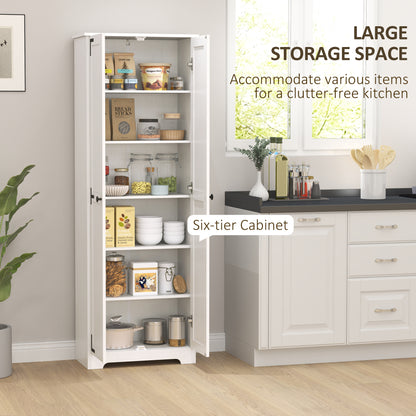 67" Farmhouse Pantry Cabinet with 2 Doors, Tall Storage Cabinet with Adjustable Shelves, Distressed White