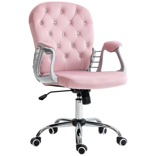 Office Chair, Computer Desk Chair with Adjustable Height and Tufted Back, Pink
