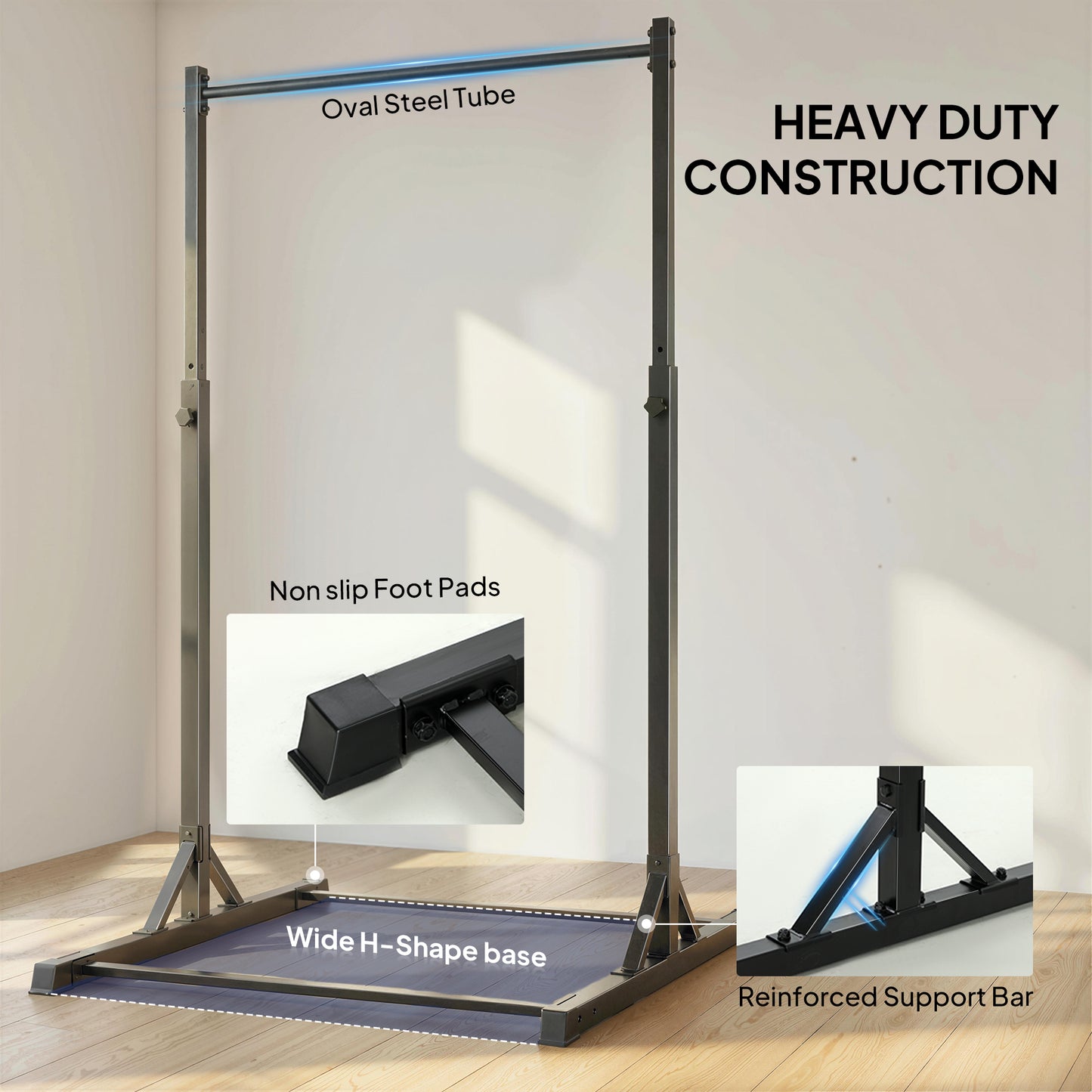 Soozier Portable Pull Up Station, Height Adjustable Pull Up Bar with 8 Levels for Home Gym Strength Training, 440LBS Cap