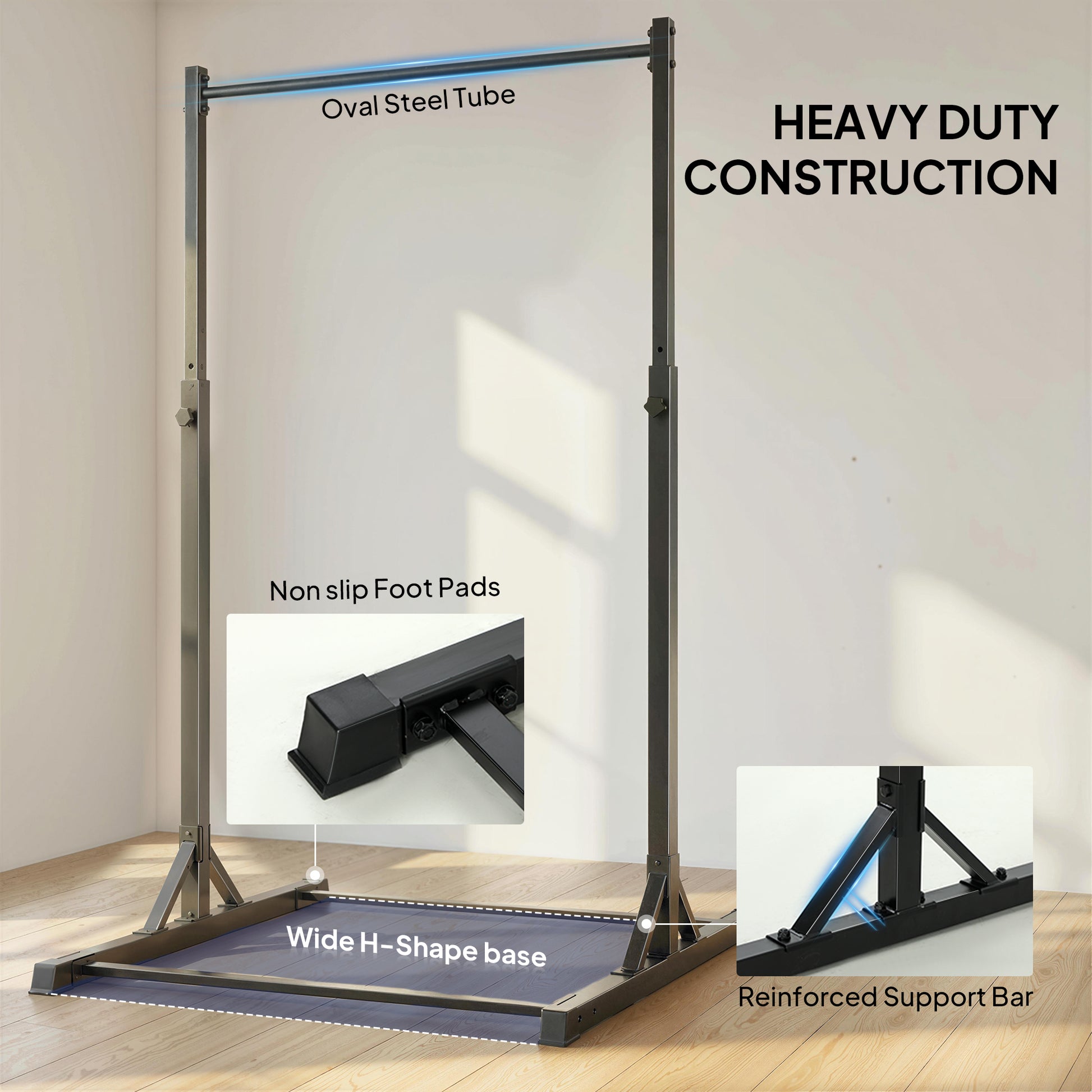 Soozier Portable Pull Up Station, Height Adjustable Pull Up Bar with 8 Levels for Home Gym Strength Training, 440LBS Cap