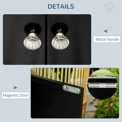Elevated Dog Bowls for Large Dogs Pet Feeding Station with Stand, Storage, 2 Stainless Steel Food and Water Bowls, Black