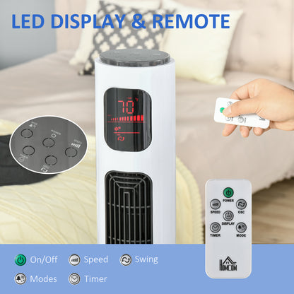 Freestanding Tower Fan Cooling for Home Bedroom with Oscillating, 3 Speed, 12h Timer, LED Sensor Panel, Remote Controlle