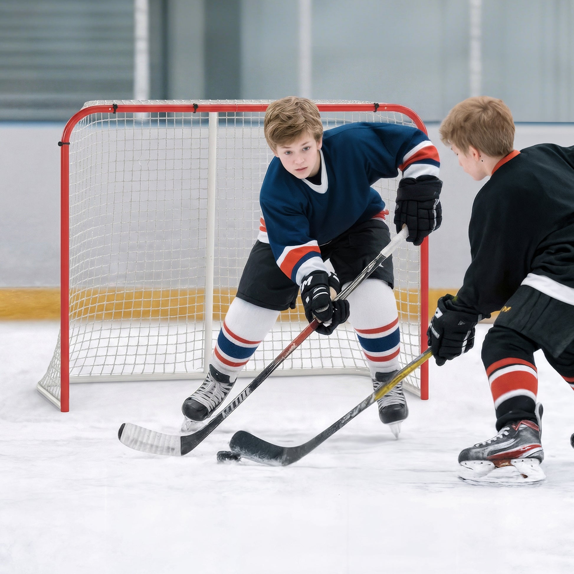 Soozier Hockey Net, Easy Set Up Hockey Goal with Steel Frame, PE Mesh, Outdoor Hockey Training Equipment for Garden, Bac