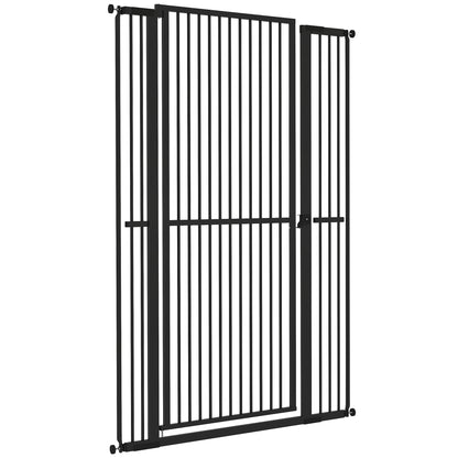 59" Extra Tall Cat Gate, 30"-41" Pet Gate with 2.8" and 5.5" Extensions, for Doorway, Hallway, Stairway, Black