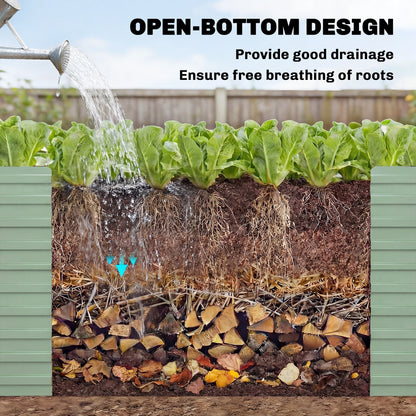 5' x 3' x 2' Raised Garden Bed, Galvanized Planter Box for Growing Flowers, Herbs and Vegetables, Light Green